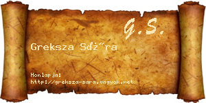 Greksza Sára névjegykártya